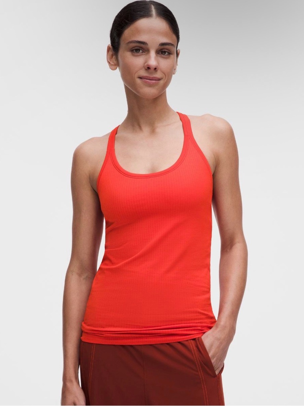 Lululemon Ebb to Street Tank Cherry Red Ribbed Built-In Bra Size 6 NWT